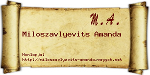 Miloszavlyevits Amanda névjegykártya
